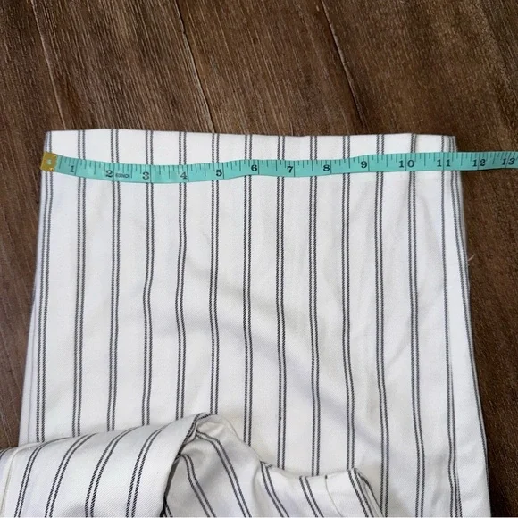 Free People Ultra High Rise Wide Leg Crop Pant White Striped Boho Pants Belted - Picture 3 of 11